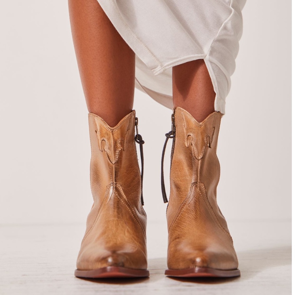Free People New Frontier Western Tan Ankle Boots